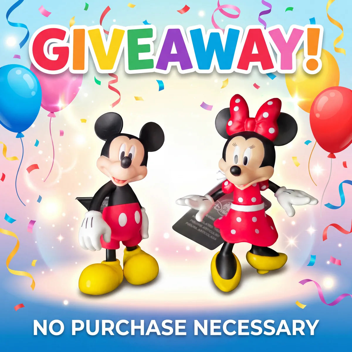Giveaway! Disney Mickey Mouse and Minnie Mouse articulated figures. No purchase necessary.